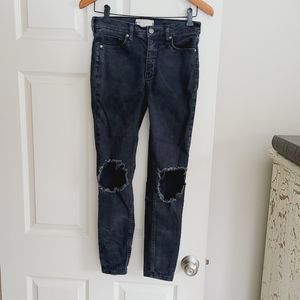 Free People 27 Blown Out Knees Black Excellent Condition
